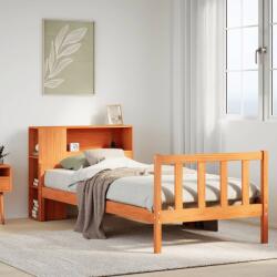vidaXL viaszbarna tömör fa könyvespolcos ágy matrac nélkül 90 x 190 cm (3322114)