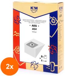K&M Set 2 x Sac Aspirator AEG Gr 28, Hartie, 5 Saci + 1 Filtru, K&M (TIV-2xDUSTBAG-A24-PAP-K&M)