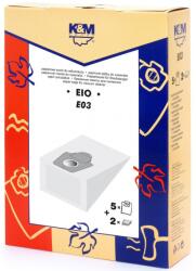 K&M Sac Aspirator Eio Solac 6+6a, Hartie, 5 x Saci + 2 Fitre, K&M (DUSTBAG-E03-PAP-K&M)