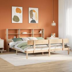 vidaXL tömör fenyőfa könyvespolcos ágy matrac nélkül 180 x 200 cm (3321814)