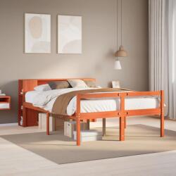vidaXL viaszbarna tömör fa könyvespolcos ágy matrac nélkül 135 x 190cm (3321980)