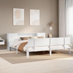 vidaXL fehér tömör fenyőfa könyvespolcos ágy matrac nélkül 180x200 cm (3322639)