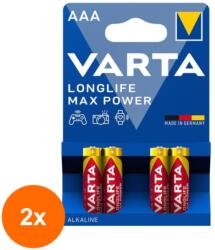 VARTA Set 2 x 4 Baterii Alcaline AAA R3 Varta Longlife Max Power (TIV-2xVARTA-4703/4B)