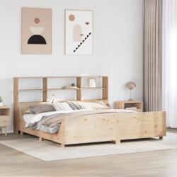 vidaXL tömör fa könyvespolcos ágy matrac nélkül 200 x 200 cm (3323794)