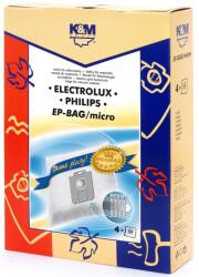 K&M Sac Aspirator Electrolux-Philips Universal (s-bag), Sintetic, 4 x Saci, K&M (DUSTBAG-EP-SYN-K&M)