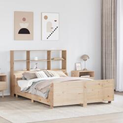 vidaXL tömör fa könyvespolcos ágy matrac nélkül 120 x 200 cm (3323809)