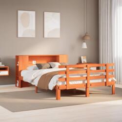 vidaXL barna tömör fenyőfa könyvespolcos ágy matrac nélkül 135 x 190cm (3322721)