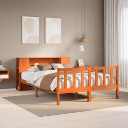 vidaXL barna tömör fenyőfa könyvespolcos ágy matrac nélkül 150 x 200cm (3321672)