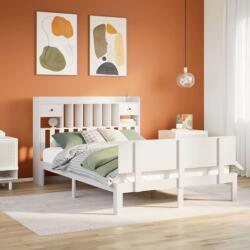 vidaXL fehér tömör fenyőfa könyvespolcos ágy matrac nélkül 140x190 cm (3322685)