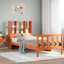 vidaXL barna tömör fenyőfa könyvespolcos ágy matrac nélkül 90 x 200 cm (3321719)