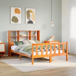vidaXL barna tömör fenyőfa könyvespolcos ágy matrac nélkül 135 x 190cm (3321717)