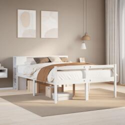 vidaXL fehér tömör fenyőfa könyvespolcos ágy matrac nélkül 160x200 cm (3321974)