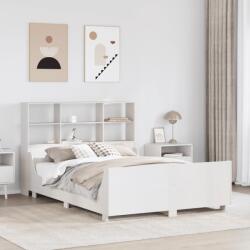 vidaXL fehér tömör fa könyvespolcos ágy matrac nélkül 150 x 200 cm (3323804)
