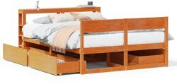 vidaXL viaszbarna tömör fenyőfa ágy matrac nélkül 135 x 190 cm (3306398)