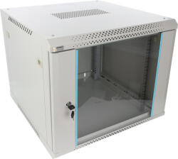 Pulsar RWA966-G 19" 9U 600x600 fali rack szekrény, lapraszerelt, szürke, könnyített kialakítás (RWA966-G)