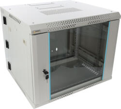 Pulsar RWDA965-G 19" 9U 600x550 fali rack szekrény, kiforgatható, lapra szerelt, szürke, könnyített kialakítás (RWDA965-G)