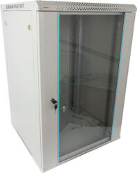 Pulsar RWA1866-G 19" 18U 600x600 fali rack szekrény, lapraszerelt, szürke, könnyített kialakítás (RWA1866-G)