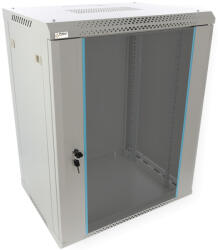 Pulsar RWA1564-G 19" 15U 600x450 fali rack szekrény, lapraszerelt, szürke, könnyített kialakítás (RWA1564-G)
