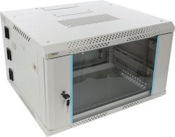 Pulsar RWDA665-G 19" 6U 600x550 fali rack szekrény, kiforgatható, lapra szerelt, szürke, könnyített kialakítás (RWDA665-G)
