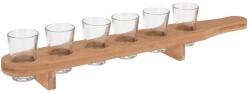 Excellent Houseware Set 6 pahare tarie Krown, sticla 40 ml, suport lemn Pahar