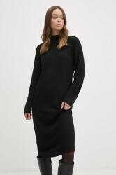 Benetton ruha gyapjú keverékből fekete, midi, oversize, 1235DV01T - fekete S