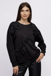 SHOPIKA Bluza oversize neagra din jerseu cu aplicatii funde de tafta Talie unica
