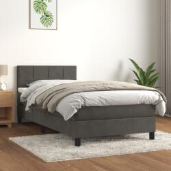 vidaXL Pat box spring cu saltea, gri închis, 100x200 cm, catifea (3141288) - comfy