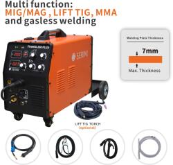 Serini FireMIG 200 PLUS IGBT inverteres MIG/MAG/MMA/Flux cored/Lift TIG hegesztőgép, 1ph (S511-005)