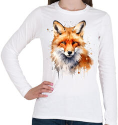 printfashion róka - Női hosszú ujjú póló - Fehér (16862518)