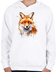 printfashion róka - Gyerek kapucnis pulóver - Fehér (16862559)