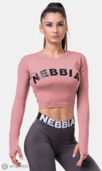 NEBBIA Sports HERO női crop felső, hosszú ujjal, régi rózsaszín (S)