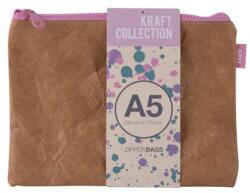 APLI Rendszerező tasak, cipzáras, bőrhatású textúra, műanyag, A5, APLI „Kraft, vegyes színű cipzár (LCA19157)