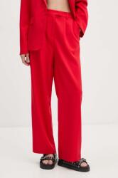 Never Fully Dressed nadrág Red Sundazed Roamance arden Trousers női, piros, magas derekú egyenes, NFDTR354 - piros L