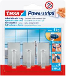 tesa Powerstrips nyom nélkül eltávolítható kis akasztó króm 3 db 4 ragasztó (57540-00101-00)