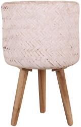 Bambusz virágcserép lábakkal 25 cm x 40 cm fehér (99-8243-C)