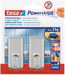tesa Powerstrips nyom nélkül eltávolítható nagy akasztó króm 2 db 4 ragasztó (58051-00010-01)
