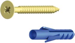 Csavar dübellel 3 mm x 30 mm horganyzott sárgaréz 10 darab