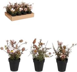 MICA Decorations pipacs művirág cserépben barna 12 cm x 12 cm
