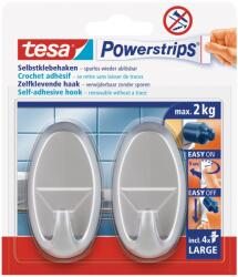 tesa Powerstrips nyom nélkül eltávolítható akasztó matt-króm 2 db 4 ragasztó (58063-00000-01)