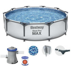 Bestway 56408 Steel Pro MAX Málta / Maui Superior Grey 305 x 76 cm szürke fémvázas kerti medence szett vízforgatóval (BWMALTAGREY)