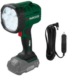 PARKSIDE PHLA 20-Li A1 SOLO 20V / 12V nagy fényerejű akkus / szivargyújtós kézi LED lámpa 1000 lm / 2500 lm 6500K 7 x 3W teljesítmény, 640 méter hatótáv (HLA_20_SOLO)