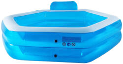 CRANE Aqua Penta 202 x 202 x 46 cm 450L Paddig Pool kék-fehér ötszög alakú kerti pancsoló medence, felfújható fürdőmedence fejtámlával és italtartóval (Crane_Aqua_Penta)