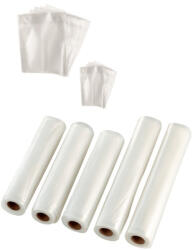 SilverCrest / Ambiano Tripla Maxi Pack sous-vide vákuumfólia, 5 tekercs + 75 tasak csomagolófólia fóliahegesztőhöz (3 x 22 x 300 cm + 2 x 28 x 300 cm tekercs + 50 db 15x25 cm és 25 db 25x30 cm tasak) (Tripla_Pack