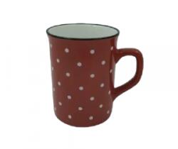 Bögre 8 * 10, 5 cm kerámia piros pöttyös 259081 (259081)