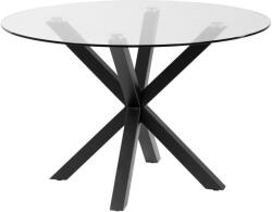 Kave Home Üveg étkezőasztal Kave Home Argo 119 cm fekete fém talppal (LF-CC1350C07)