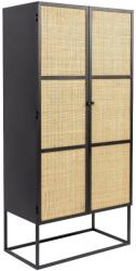 White Label Living Fekete lakkozott komód rattan töltettel WLL GUUJI 70 x 38 cm (4100069)