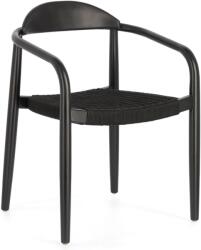 Kave Home Fekete fa étkezőszék Kave Home Nina fekete zsinórral (LF-CC2034J01)