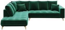 Devichy Chloe sötétzöld bársony sarokkanapé 288 cm, bal (DEVICHY-CHLOE-36A-4L)
