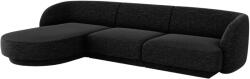 MICADONI Fekete zsenília sarokkanapé MICADONI Miley 259 cm, balra (MIC_LC_140_F1_MILEY7)