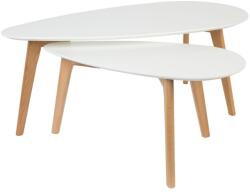 White Label Living Két fehér fa dohányzóasztal készlet WLL DROP 70/100 cm (2300068)